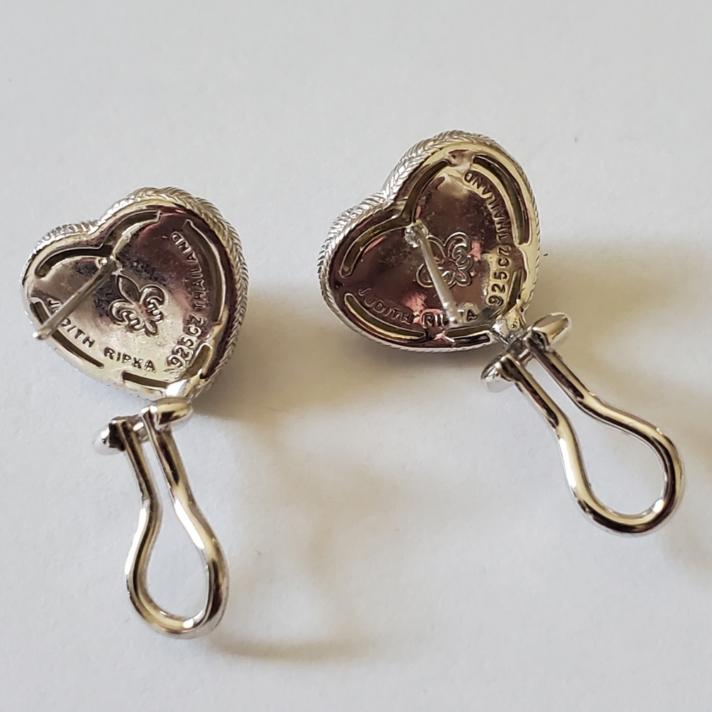 Judith Ripka Sterling & Citrine Heart Earrings - Picture 6 of 9